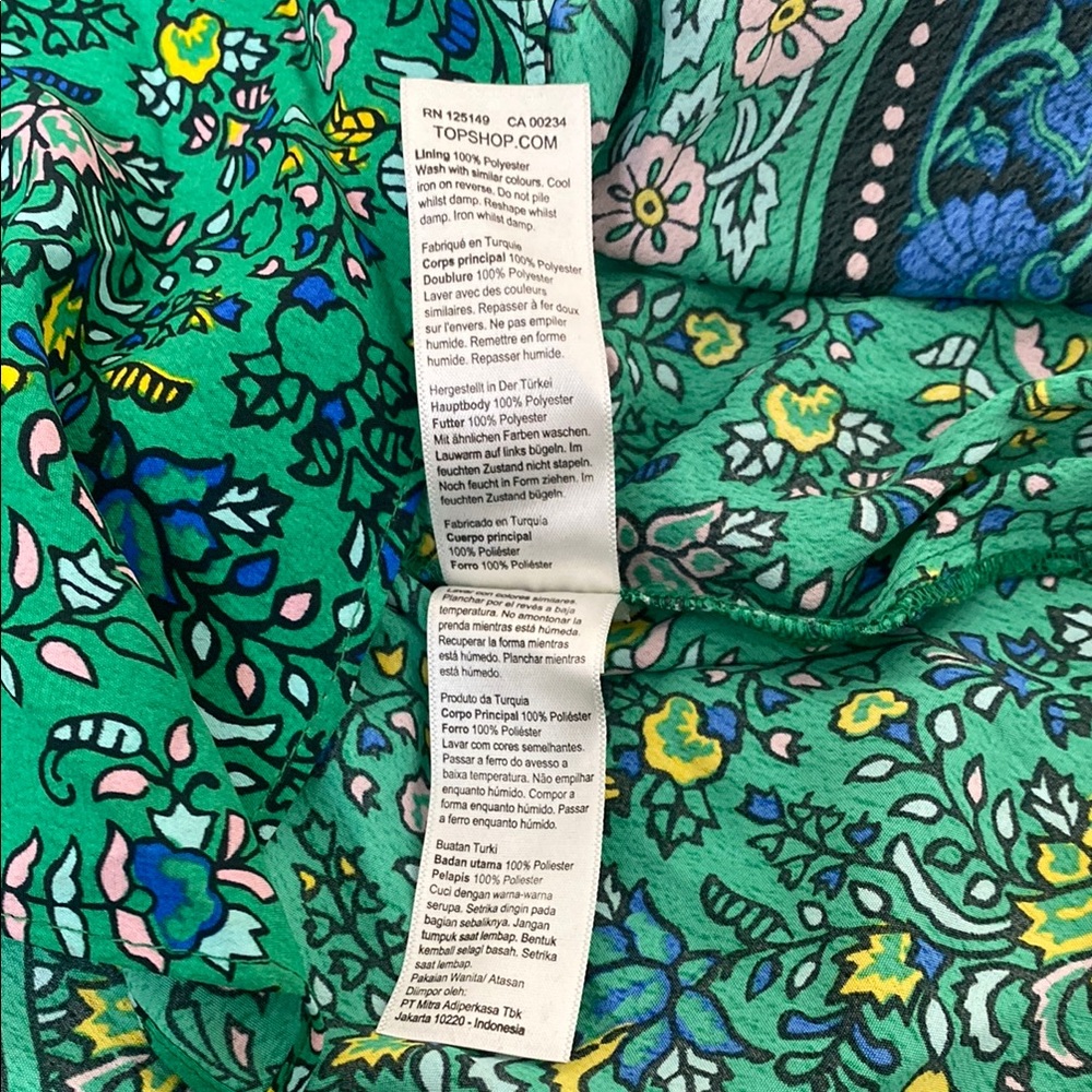 Topshop Green Blue Paisley Handkerchief Midi Dress - Picture 6 of 12